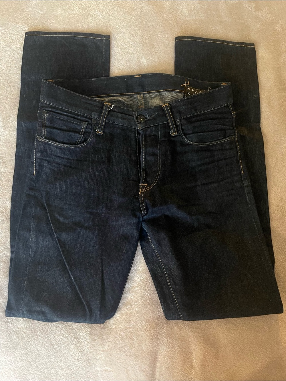 Men's Slim Straight Dark Wash Jeans - Unbranded